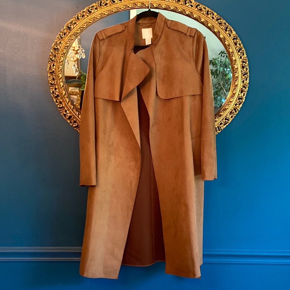 H&M faux suede trench coat